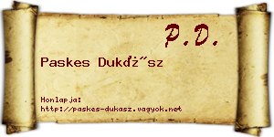 Paskes Dukász névjegykártya